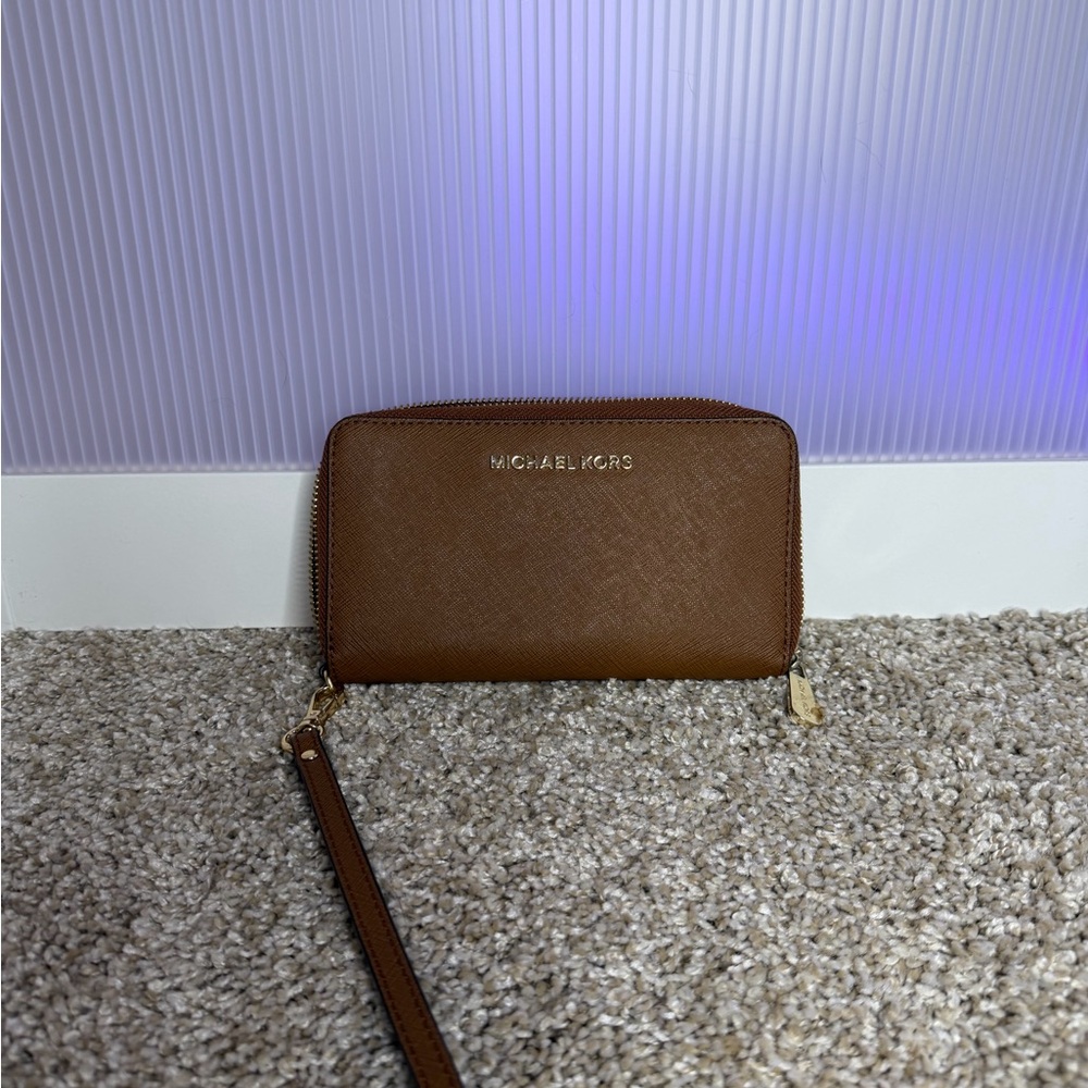 Michael Kors Tan Wristlet Clutch